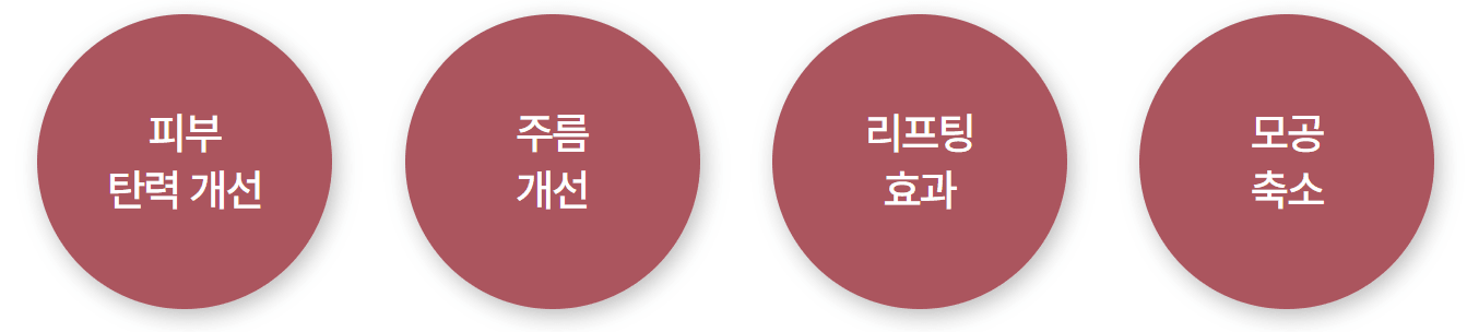 /images/06-skincare/vro-effects.png 브이로 어드밴스 효과 — 피부 탄력 개선 · 주름 개선 · 리프팅 효과 · 모공 축소