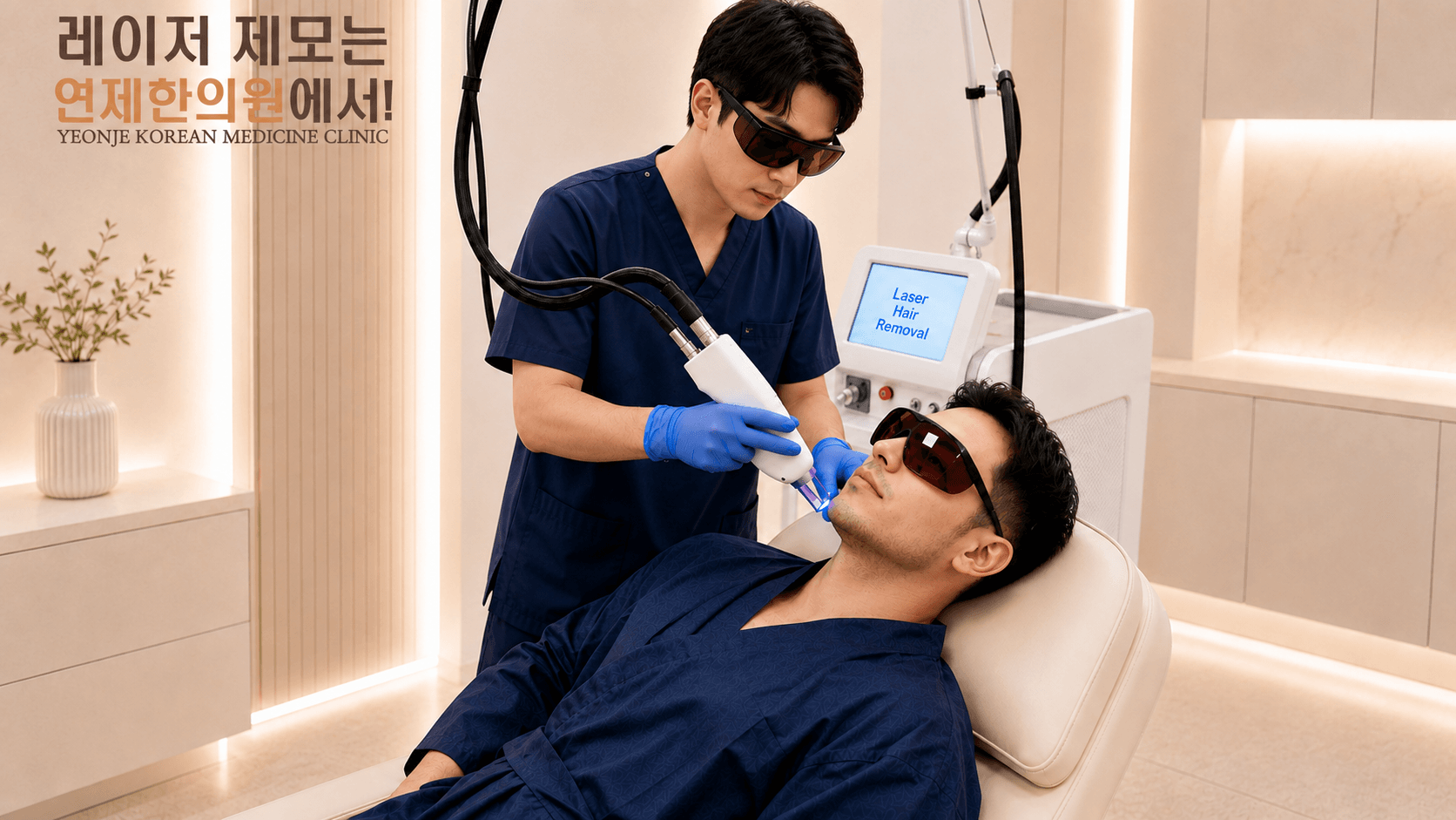 /images/10-hair-removal/hairremoval-treatment-male.png 레이저 제모 시술 모습 (얼굴)